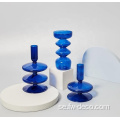 Handgjorda blå kristallglasljusstakehållare